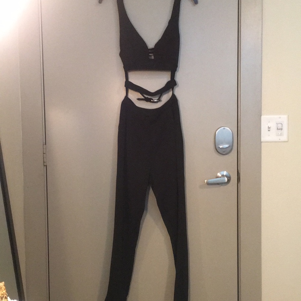 Fashion Nova Black Buckle Jumpsuit